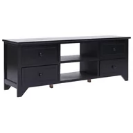 Szafki RTV - Lumarko Szafka pod TV, czarna,108x30x40 cm, drewno paulownia - miniaturka - grafika 1