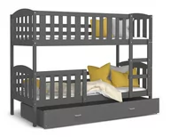 Łóżka dla dzieci i młodzieży - Łóżko piętrowe 200x90 szare KUBUŚ - miniaturka - grafika 1
