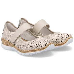Półbuty damskie ażurowe Rieker N4299-60 BEIGE 40 - Półbuty damskie - miniaturka - grafika 1