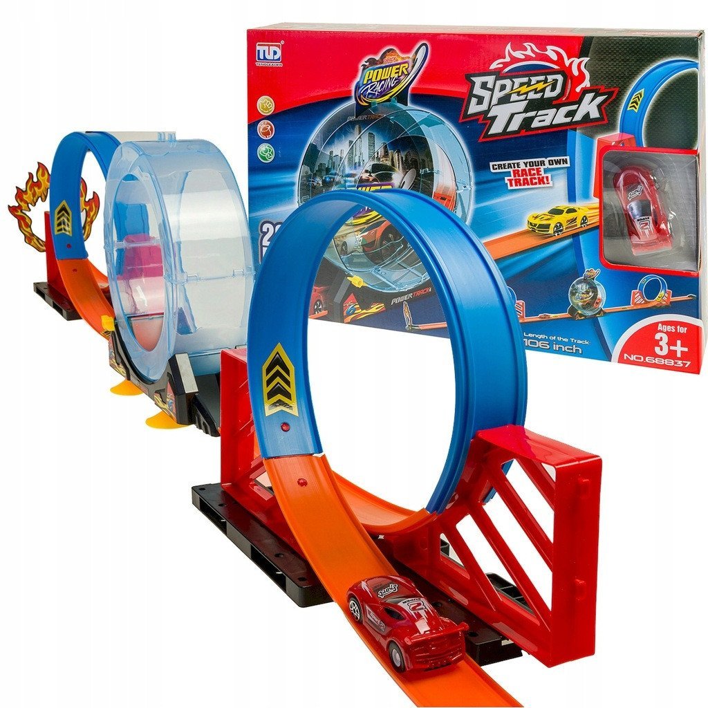 Tor wyścigowy trzy pętle dla samochodzików autka 3+ napęd pojazdy 269 cm