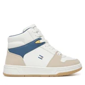 Buty dla chłopców - Sneakersy Tommy Hilfiger High Top Lace Up T3X9-34364-1269 M Biały - miniaturka - grafika 1