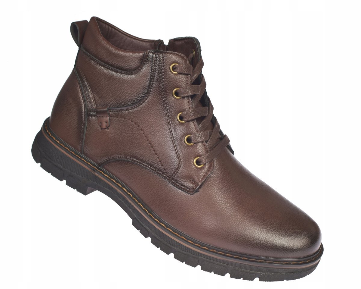 Trapery męskie na suwak zimowe ocieplane B-0758 brązowe sztyblety rozm. 41