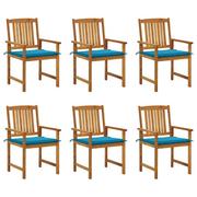 Fotele i krzesła ogrodowe - Lumarko Krzesła ogrodowe z poduszkami, 6 szt., lite drewno akacjowe - miniaturka - grafika 1
