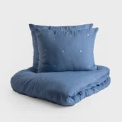 Pościel - HOMLA SKYLA Pościel z mikrofibry niebieska z haftem 220x200 + 2*50x60 cm - miniaturka - grafika 1