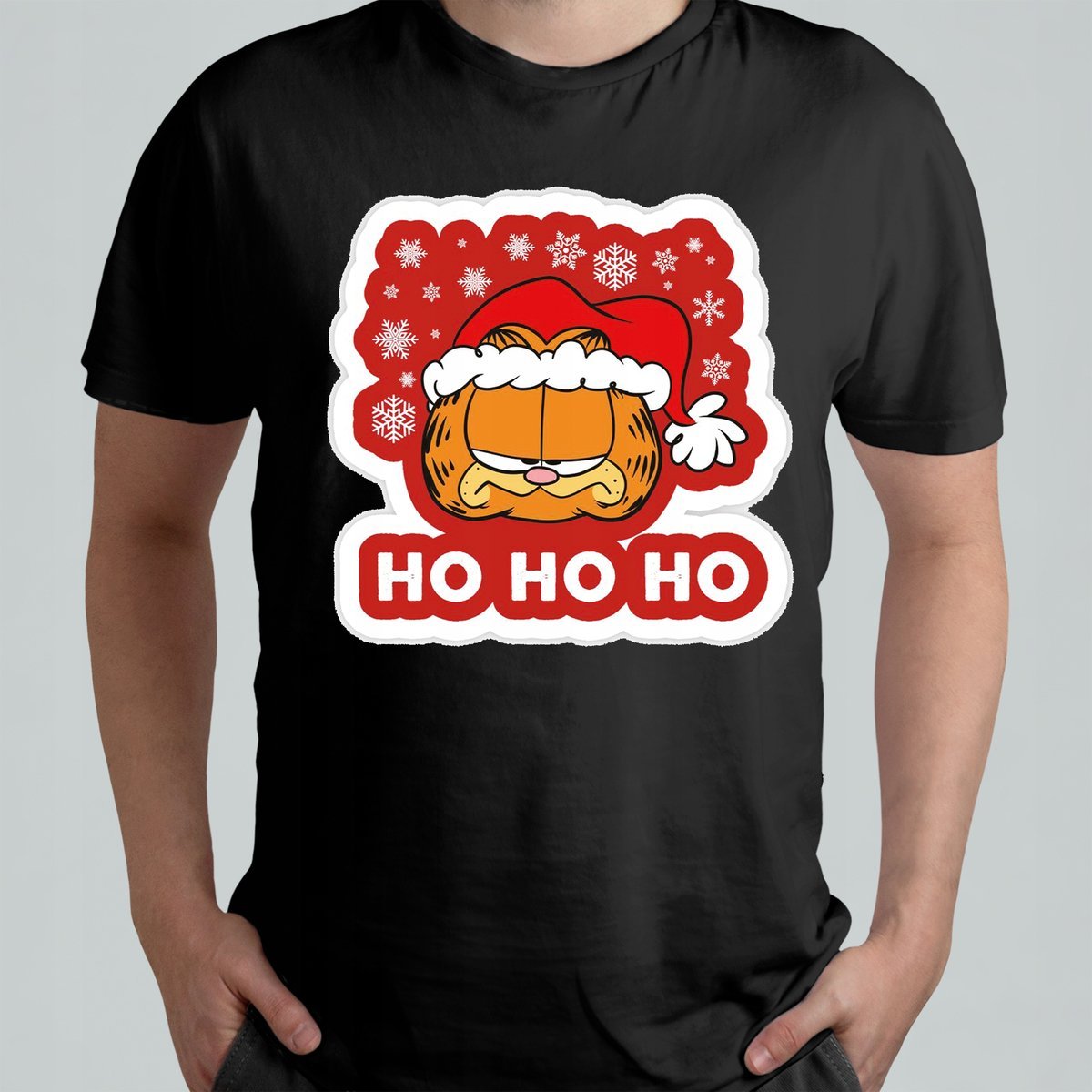 ŚWIĄTECZNA KOSZULKA MĘSKA ŚMIESZNA T-SHIRT HO HO HO GARFIELD MEM r. L 2