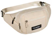 Nerki - Beżowa saszetka nerka unisex z poliestru PETERSON lekka pojemna kieszonki na suwak szeroki regulowany pasek - miniaturka - grafika 1