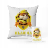 Gadżety dla niej i dla niego - ZESTAW KUBEK + PODUSZKA PSI PATROL RUBBLE + IMIĘ - miniaturka - grafika 1