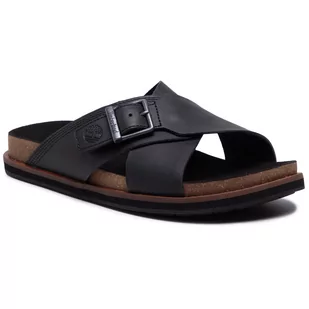 Timberland Klapki Amalfi Vibes Cross Slide TB0A2B65015 Black Leather - Klapki i japonki damskie - miniaturka - grafika 1