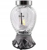 Lampiony i znicze - Nowoczesny Znicz Solarny Lampion Fotowoltaiczny Szklany Z Sercem - miniaturka - grafika 1