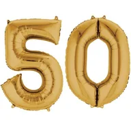 Balony i akcesoria - Amscan Balon foliowy cyfra 5+0, "50 Urodziny", 34", złota 3387301 - miniaturka - grafika 1