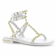 Sandały damskie - Białe sandały z paskami i złotymi perełkami sandały CARINII - Carinii - miniaturka - grafika 1