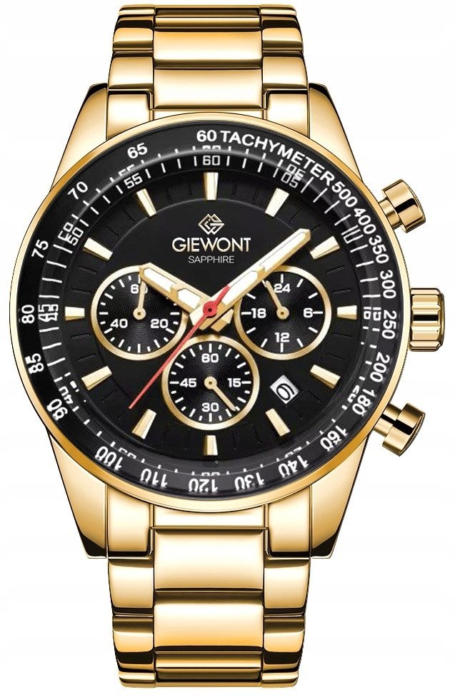 Zegarek Giewont Zegarek Męski Giewont Chronograph Sapphire Złoto Czarny GW9140-B4
