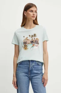Guess t-shirt damski kolor turkusowy W4YI48 K9SN1 - Koszulki sportowe damskie - miniaturka - grafika 1