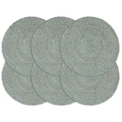 Obrusy i serwetki - vidaXL Maty na stół, 6 szt., gładkie, oliwkowe, 38 cm, okrągłe, juta - miniaturka - grafika 1