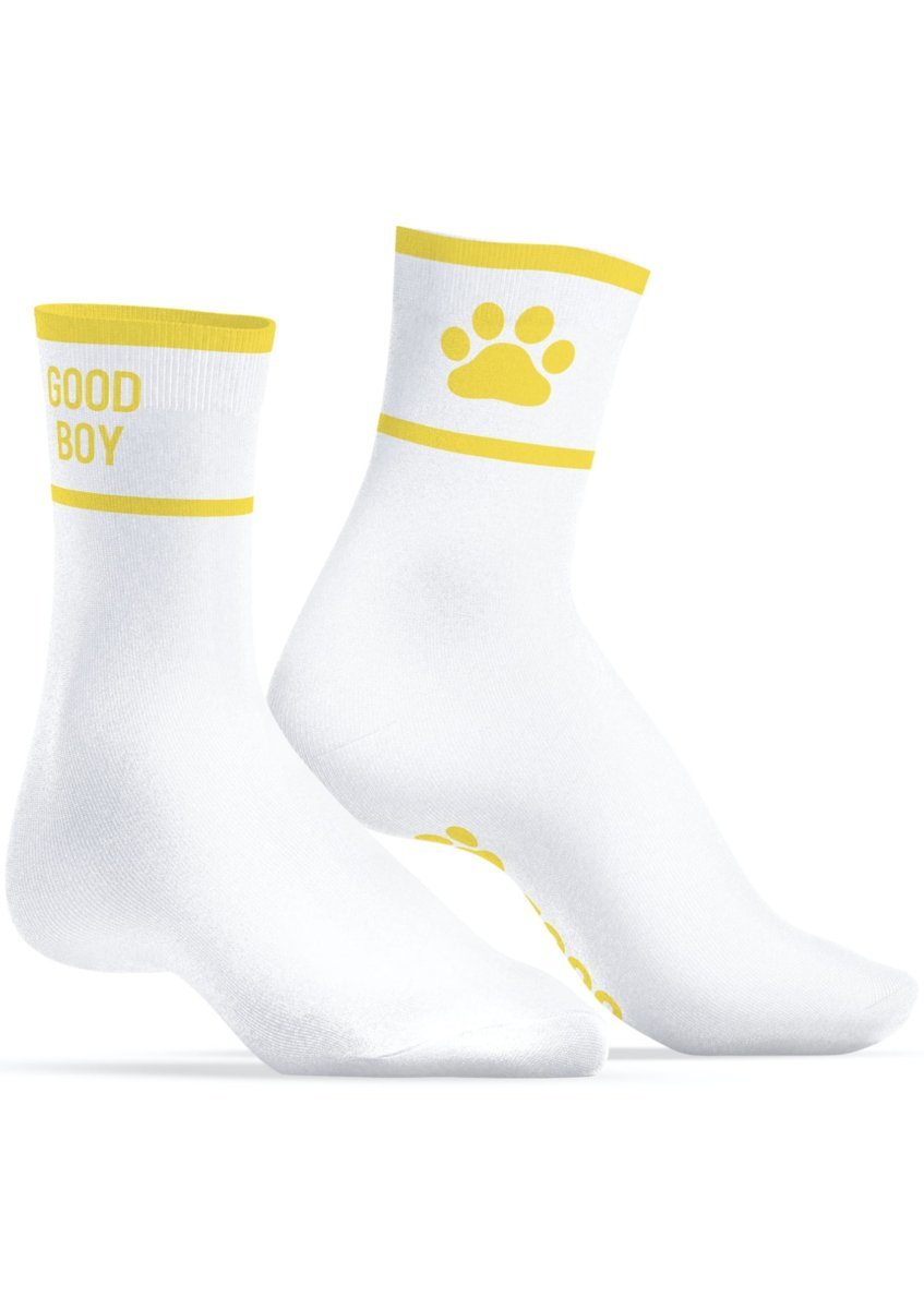 Kinky Puppy Skarpety Good Boy- biało-żółte