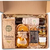 Zestawy upominkowe - Kosz prezentowy preznt upominek herbata przetwory miód naturalny czarny bez - miniaturka - grafika 1