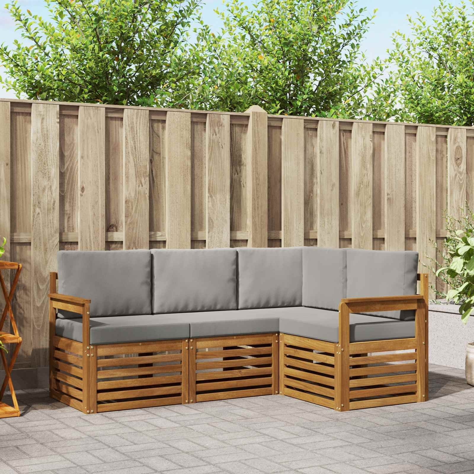 vidaXL Zestawy sof 4 pcs i Jasny Szary Lite Drewno Akacji