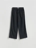 Spodnie damskie - Reserved - Jeansy wide leg z aplikacjami - czarny - miniaturka - grafika 1