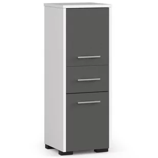 Szafka - słupek regał łazienkowy FIN - biały-grafit szary - 2 drzwi 1 szuflada - Szafki łazienkowe - miniaturka - grafika 1