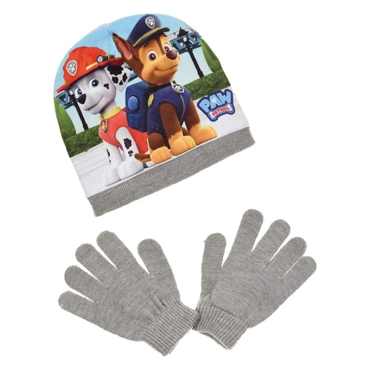 Komplet czapka rękawiczki Paw Patrol zimowy szary