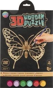 Drewniane puzzle 3D Motyl 11681 - Zabawki kreatywne - miniaturka - grafika 1
