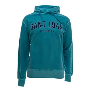 GANT Męska bluza z kapturem, aqua green, L - Bluzy męskie - miniaturka - grafika 1
