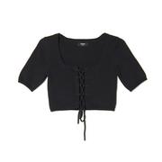 Swetry damskie - Cropp - Swetrowa bluzka z wiązaniem - Czarny - miniaturka - grafika 1
