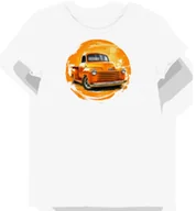 Koszulki i topy damskie - Koszulka damska biała z nadrukiem pomarańczowej ciężarówki vintage L - miniaturka - grafika 1