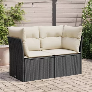 Sofa ogrodowa z poduszkami, 2-osobowa, czarna, polirattan Lumarko! - Sofy ogrodowe - miniaturka - grafika 1