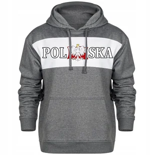 BLUZA MESKA Z KAPTUREM KANGURKA Z NADRUKIEM POLSKA FLAGA DLA KIBICA L - Bluzy męskie - miniaturka - grafika 1
