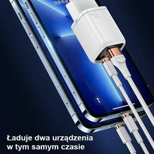 USAMS Ład. siec. 1xUSB-C+1xUSB T46 33W (only head) PD3.0 +QC3.0 Fast Charging biały/white CC152TC02 (US-CC152) - Ładowarki do telefonów - miniaturka - grafika 1