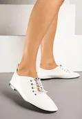 Półbuty damskie - Białe Półbuty ze Sznurowaniem ze Stoperem Julirine - miniaturka - grafika 1