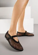 Baleriny - Czarne Balerinki Ozdobione Siateczką Arolamar - miniaturka - grafika 1