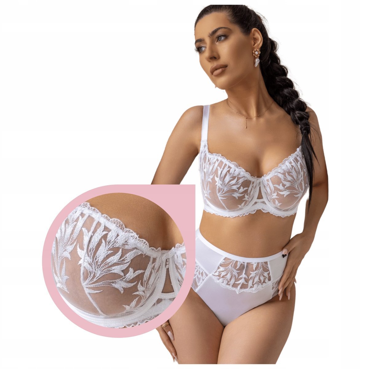 Krisline Crystal White Half cup soft Biustonosz biały stanik balkonetka 65G