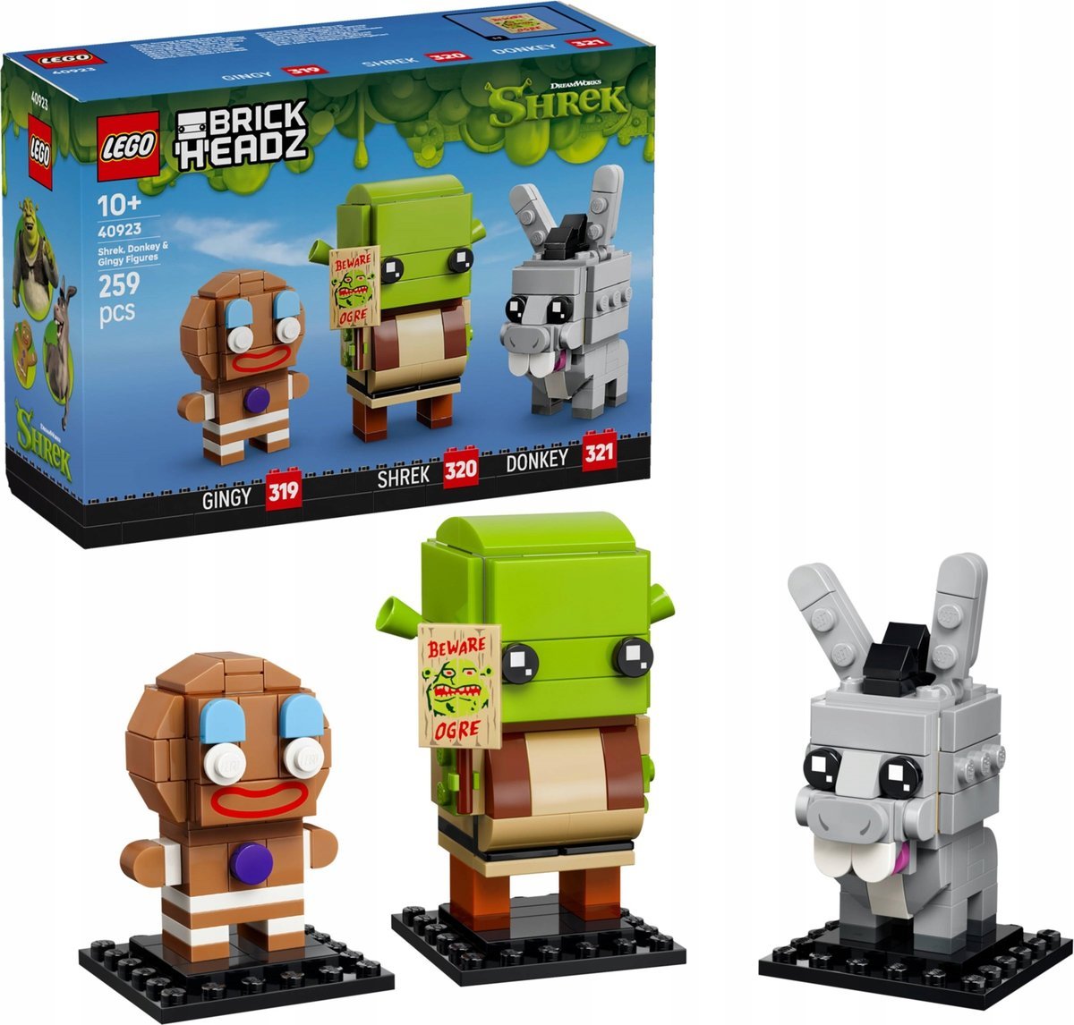 LEGO BrickHeadz 40923 Figurki Shreka, Osła i Ciastka