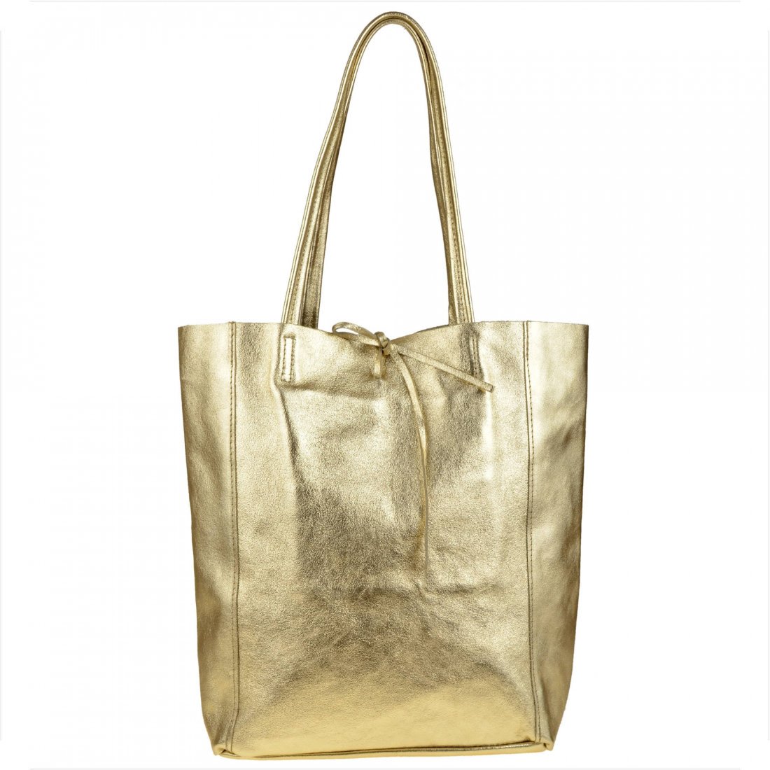 Torebka skórzana lekka shopper złota