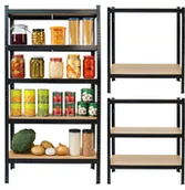 Szafy i regały magazynowe - Regał magazynowy metalowy czarny 2w1 5 jasnych półek 150x75x30 cm - miniaturka - grafika 1