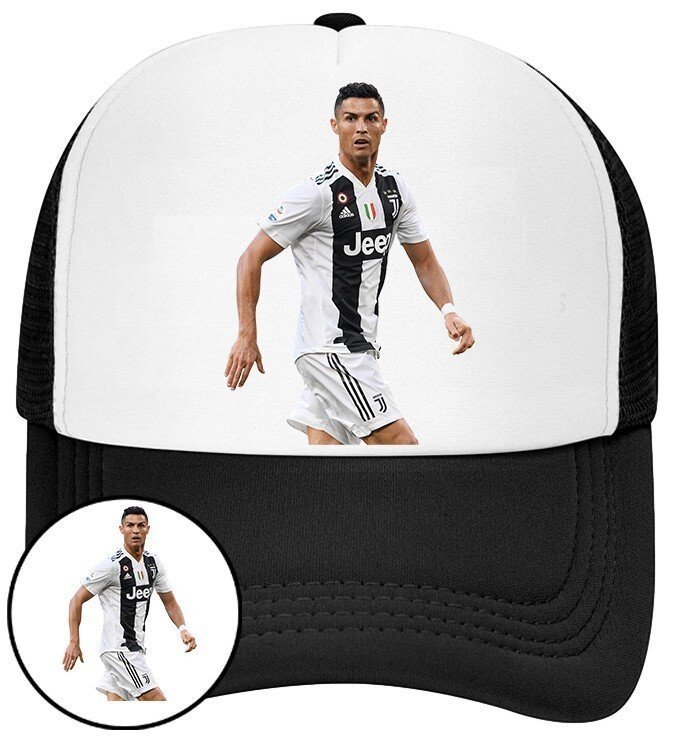 Czapka z Daszkiem Cristiano Ronaldo Czarna z Nadrukiem Siatka Bejsbolówka