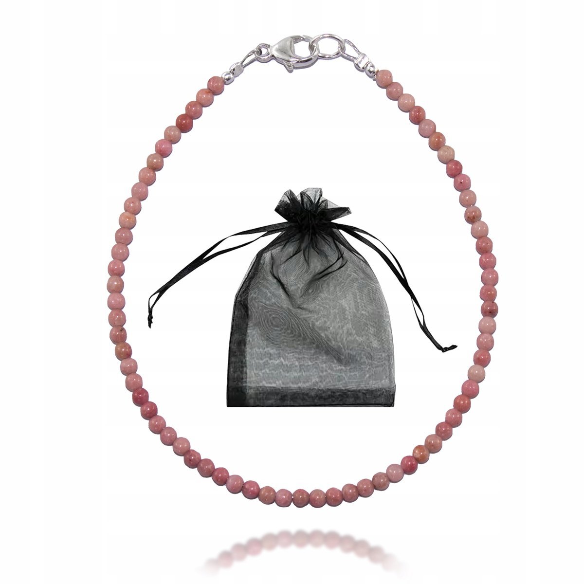 Bransoletka Naturalny Kamień RODOCHROZYT Kule 2mm Zapięcie Srebro 925 17cm