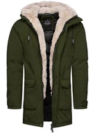 Kurtki męskie - Kurtka męska parka z futerkiem khaki Recea - miniaturka - grafika 1