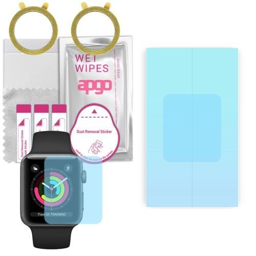 2x folia ochronna hydrożelowa do Apple Watch 1-2-3 (42mm) - apgo HD HQ FLEX Smartwatch Hydrogel Protection Ochrona na ekran smartwatcha