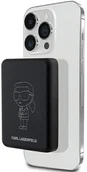 Powerbanki - Power bank bezprzewodowy Karl Lagerfeld Outline Ikonik, Magnetyczny MagSafe 5000 mAh, czarny - miniaturka - grafika 1