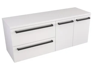 Szafka Wisząca Z Blatem ATH 120 cm SD Lewa - Biały Mat - Uchwyty Czarne Matowe - Szafki łazienkowe - miniaturka - grafika 1