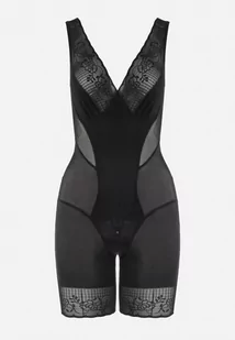 Czarne Modelujące Body z Kopertowym Dekoltem i Koronką Tivas - Body - miniaturka - grafika 1