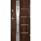 Drzwi zewnętrzne - Drzwi zewnętrzne S68 LUNA lakomat-paski inox orzech 90P 2Z/011/07 - miniaturka - grafika 1