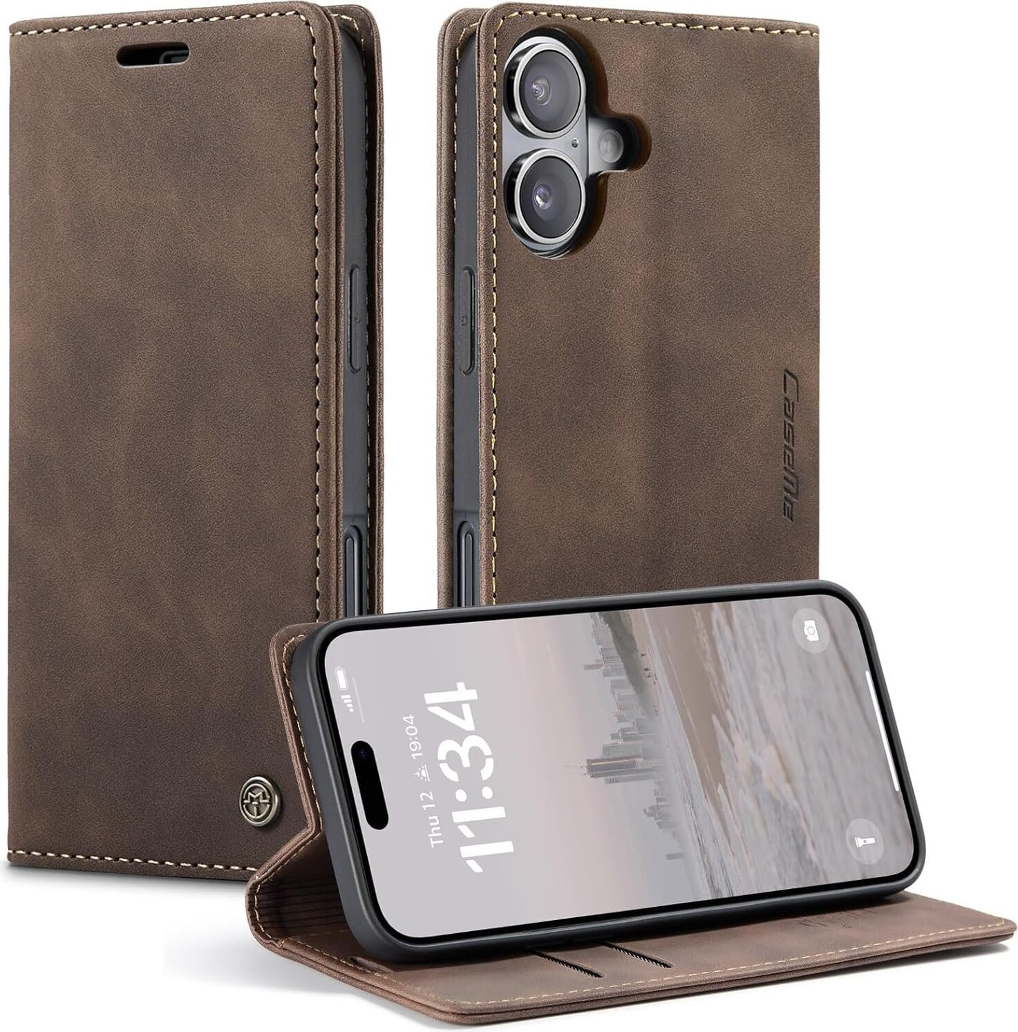 Etui na telefon komórkowy Caseme do Iphone iPhone 16 - ciemnobrązowy