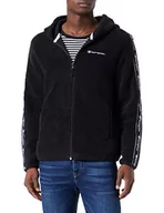 Bluzy męskie - Champion Męska bluza z kapturem Polar Tape Full Zip, czarny, XL - miniaturka - grafika 1