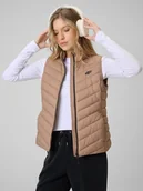 Kurtki damskie - 4F Bezrękawnik z wypełnieniem syntetycznym damski - beżowy XXL - miniaturka - grafika 1