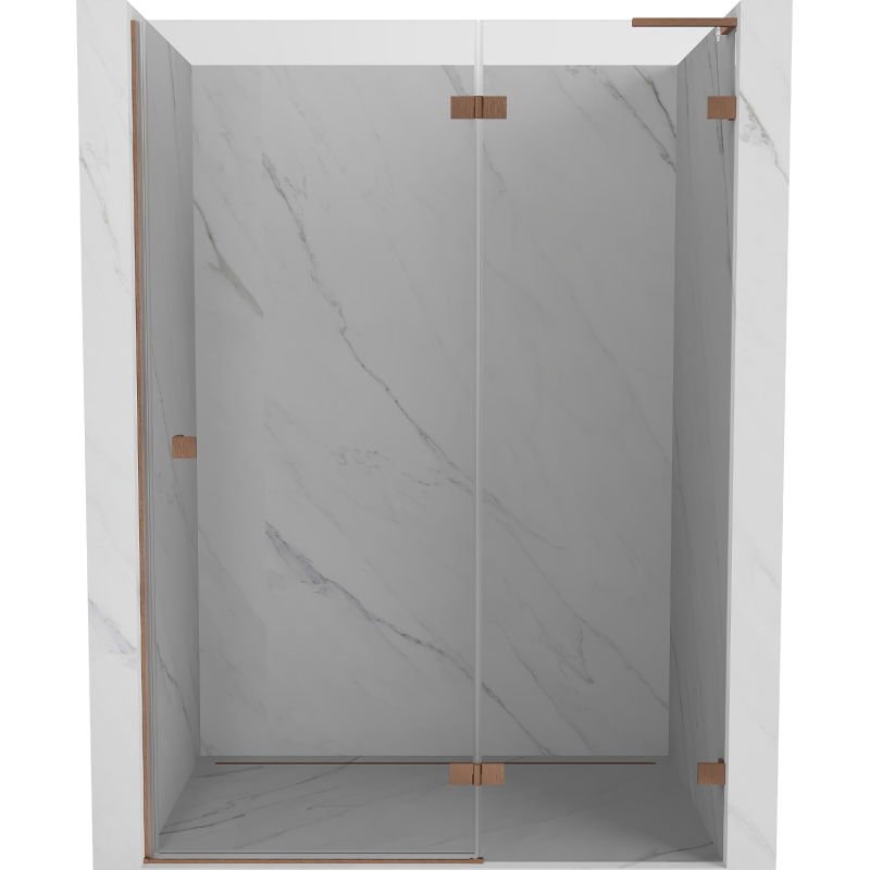Mexen Lunar L drzwi prysznicowe uchylne prawe 140 cm, transparent, miedź szczotkowana - 834L-140-000-65-00-P
