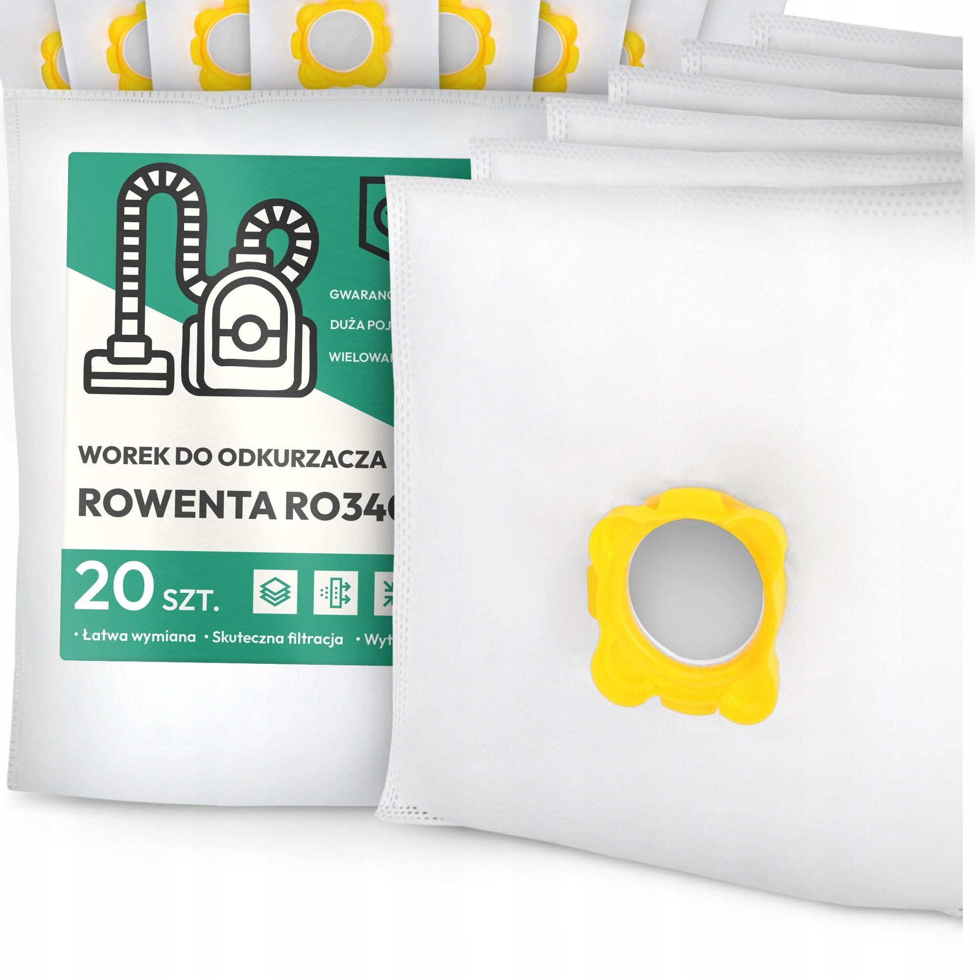 20x Worek do Odkurzacza Rowenta RO340 Syntetyczny Mikrowłókna Duży Worki G9